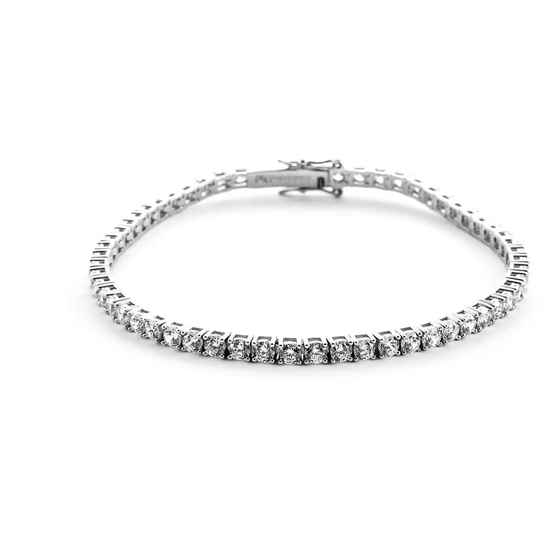Cesare Paciotti Jewels Bracciale Uomo Tennis in Argento con Zirconi Bianchi