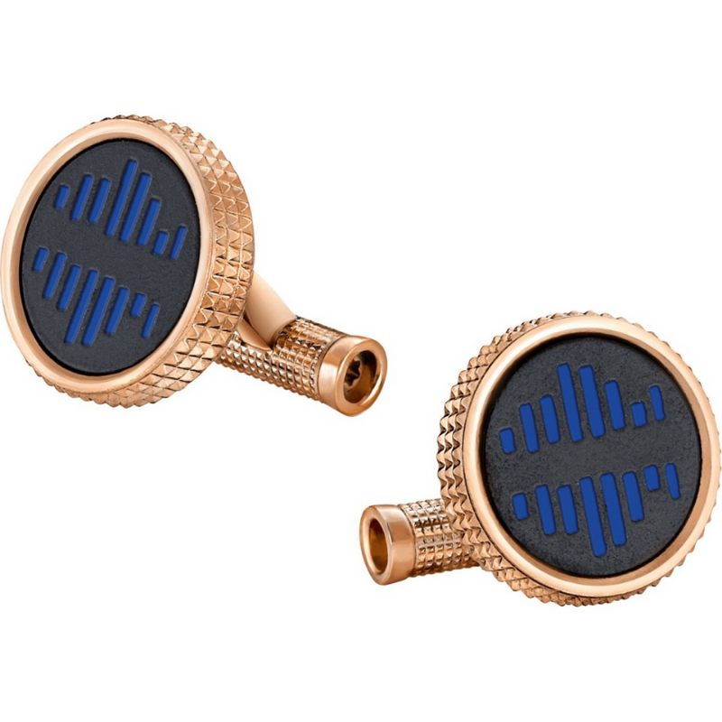 Montblanc Gemelli Uomo Jazz Soundbar | Acciaio Inox | PVD Oro Rosa/Inserto Blu