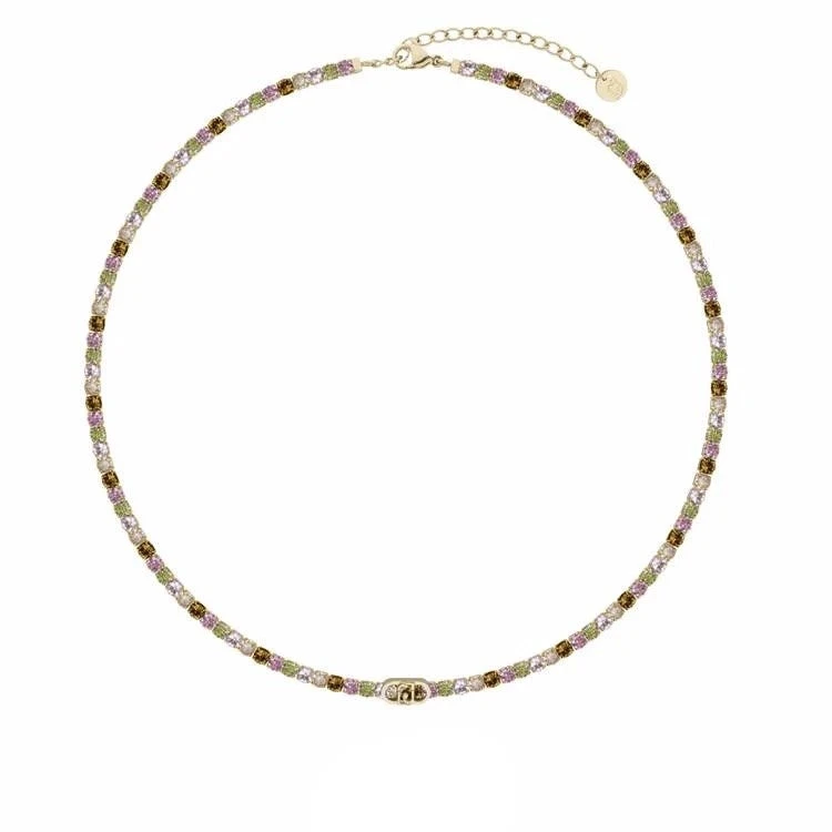 Liu Jo | Collana Donna | Tennis multicolor con logo | Acciaio oro | 45 cm