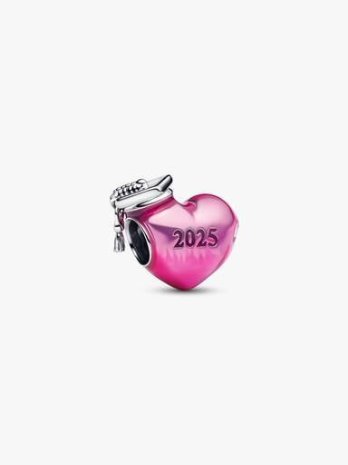 Pandora | Charm | Cuore Laurea 2025 | Argento 925 | Smalto rosa