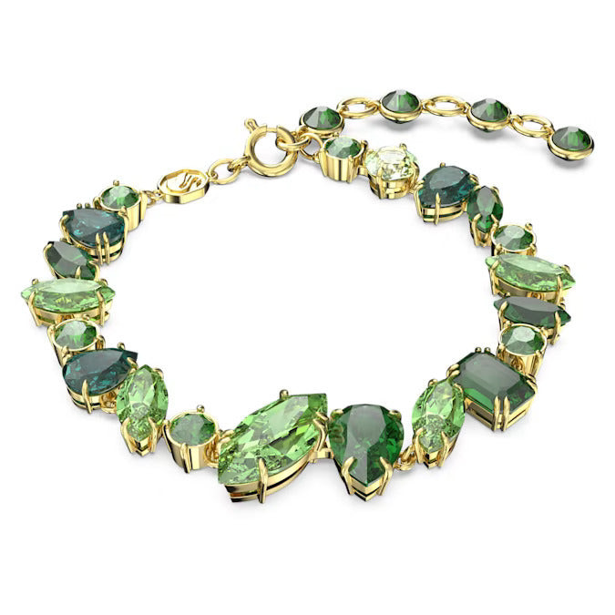 Swarovski Bracciale Donna Gema Verde | Cristalli Placcato Oro | Regolabile