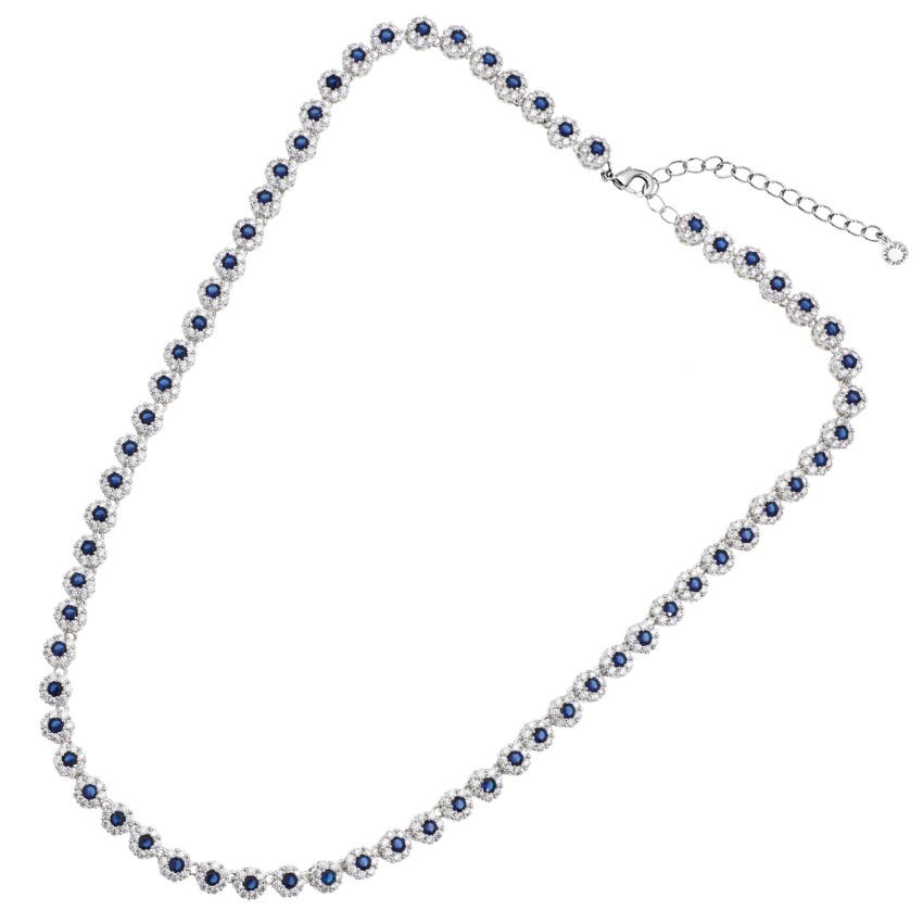 Ottaviani Collana Donna Zirconi Bianchi e Blu | Bronzo Argentato | 46,8 cm