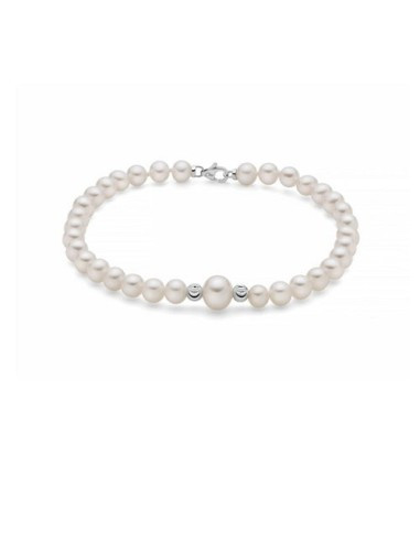 Bracciale Miluna in Oro Bianco 18 kt con Boule e Perla Centrale