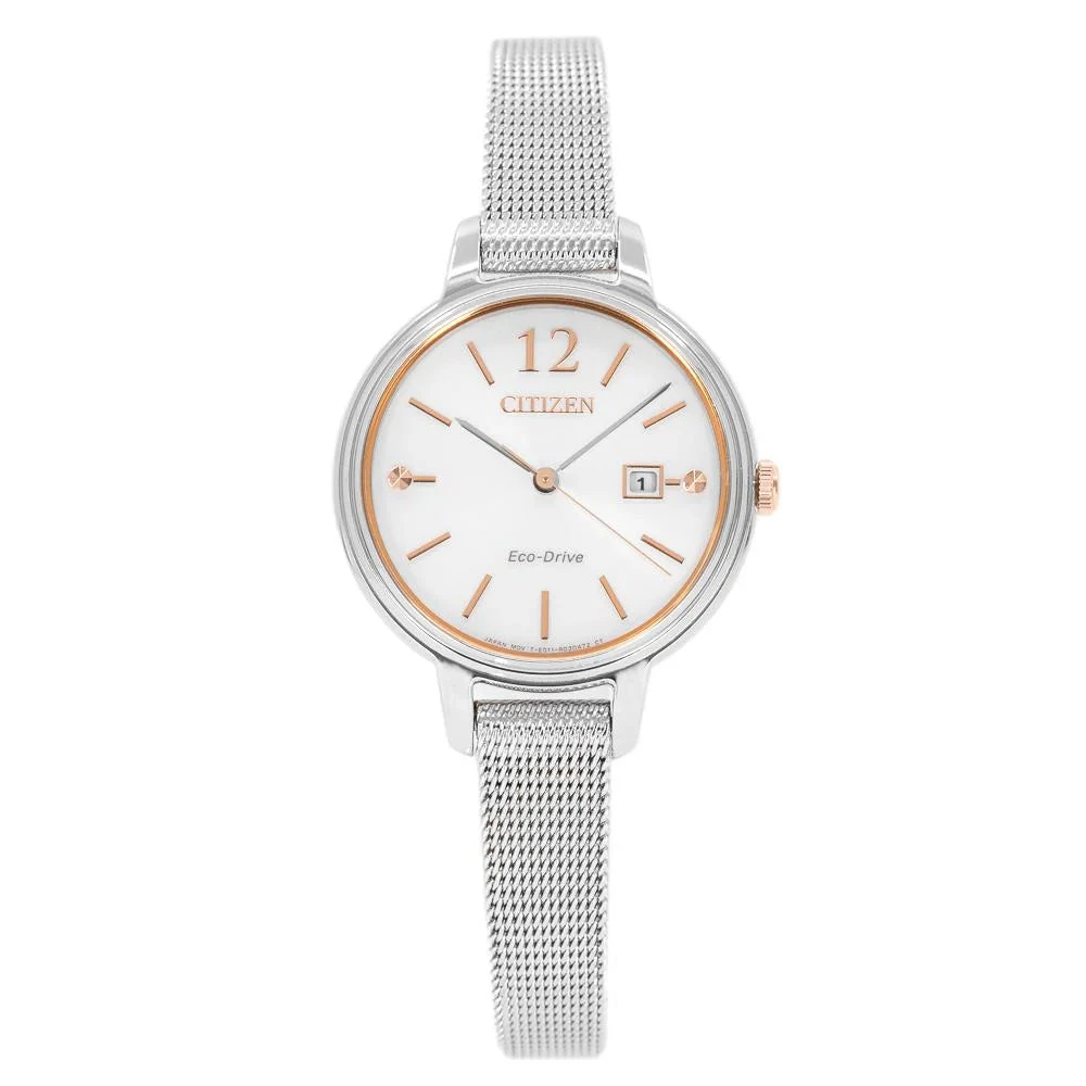 Citizen Lady Mesh EW2449-83A Orologio Donna Eco Drive Acciaio Bianco
