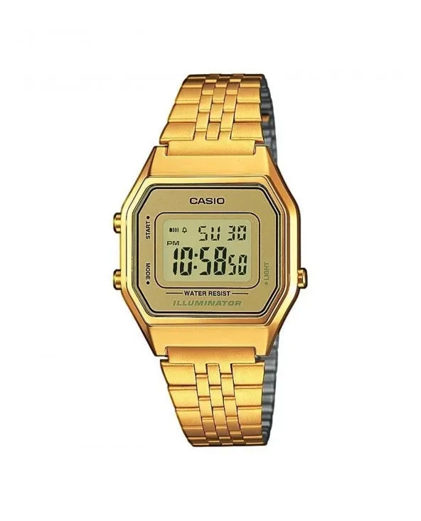 Casio Orologio Uomo Vintage Dorato | Resina & Acciaio Inox | Cronometro LED