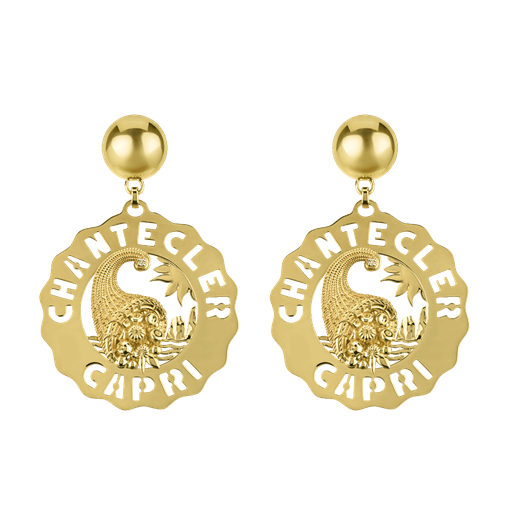 Chantecler Orecchini Logo Cornucopia Grandi | Oro Giallo 18Kt | Diamanti 0,03 Ct