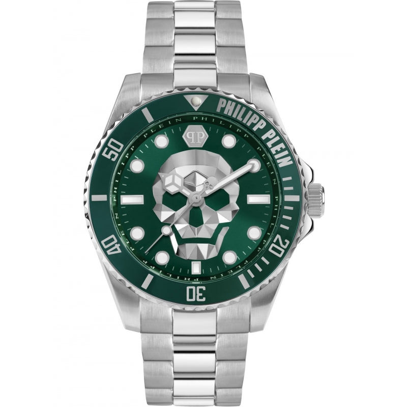 Philipp Plein orologio uomo Skull Diver | Acciaio anallergico | Quadrante verde