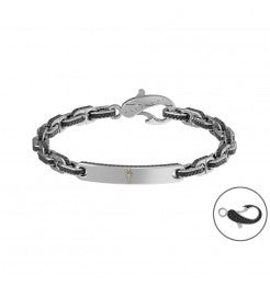 Cesare Paciotti Bracciale Uomo Catena Zirconi|Argento 925 Rodiato|Pugnale Oro18K