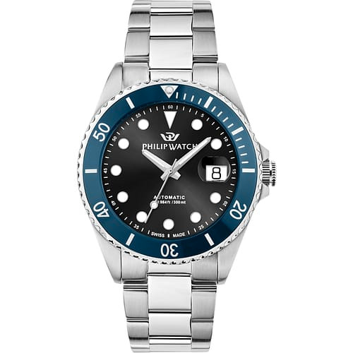 Philip Watch | Orologio Uomo | Caribe Diving Nero con Ghiera Blu | Automatico