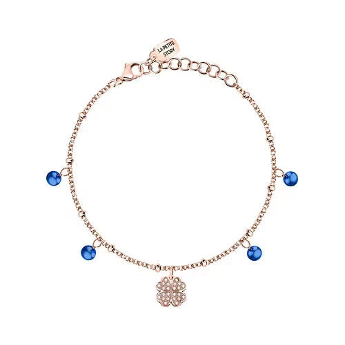 La Petite Story | Bracciale Donna | Quadrifoglio | Acciaio Rosato | Cristalli