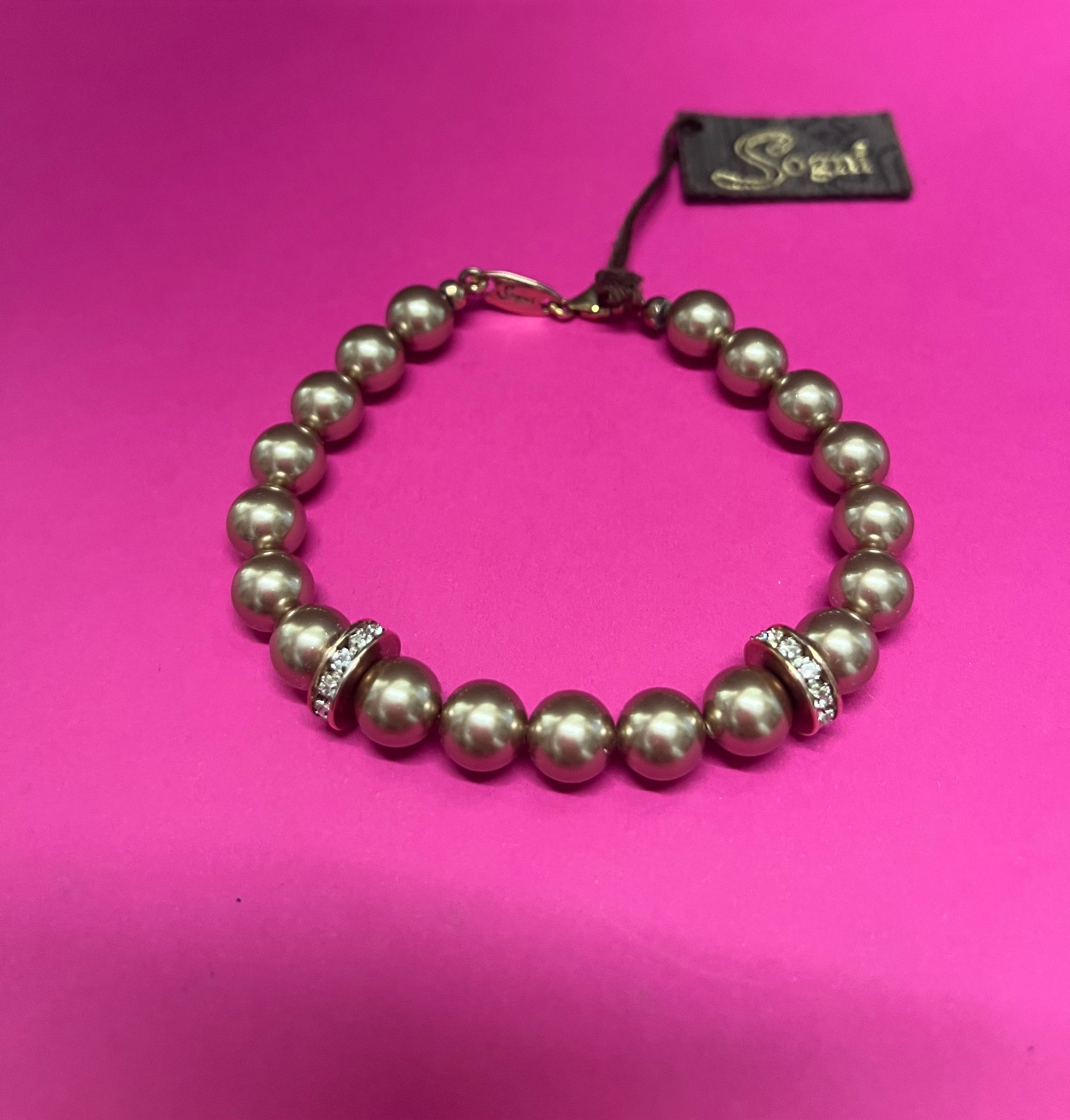 Sogni Bracciale Donna Perle Bronzee | Bronzo & Swarovski | Chiusura Brunita