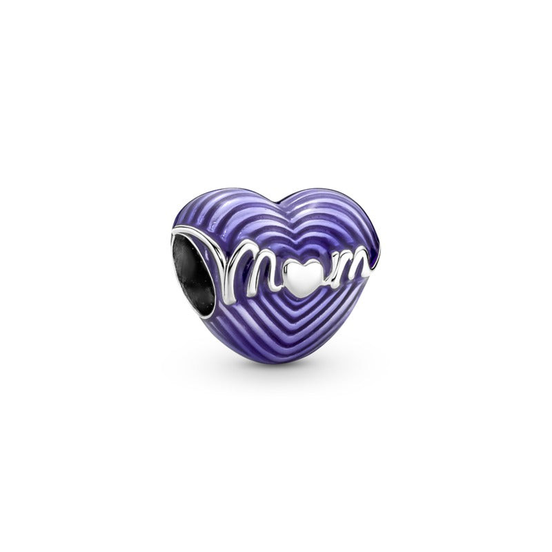 Pandora | Charm | Batticuore viola smaltato | Argento Sterling 925 | Mum rilievo