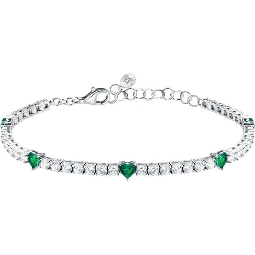 Bracciale Morellato Tesori in argento sostenibile con zirconi e cuori verdi