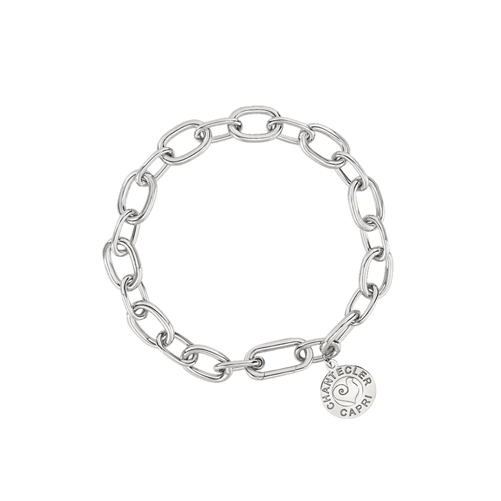 Chantecler | Bracciale Donna | Maglie Ovali Multicharms | Argento | Charm Logo