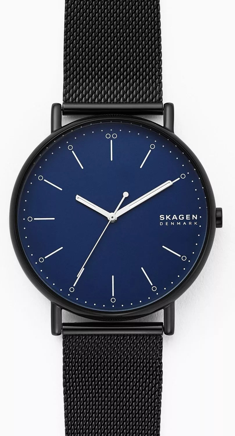 Orologio uomo Skagen Signatur SKW6529 con quadrante blu e bracciale mesh nero