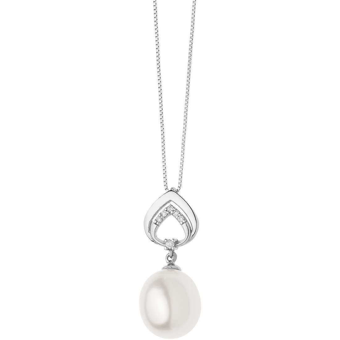 Comete Collana Donna Perla Goccia e Diamanti | Oro Bianco 750‰ | Fantasie Perle