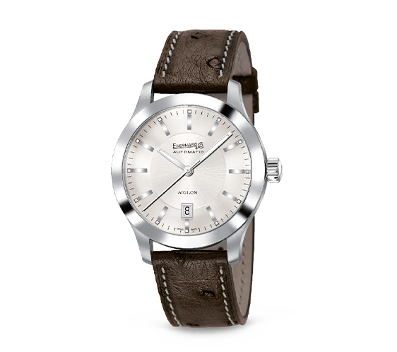 Eberhard Orologio Uomo Aiglon Grande Taille 41mm | Acciaio | Cinturino Struzzo