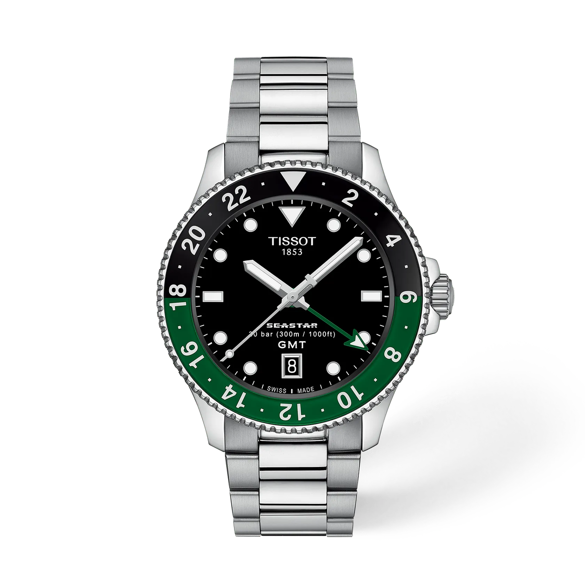 Tissot Seastar 1000 GMT Quartz Uomo 40 mm Nero e Verde