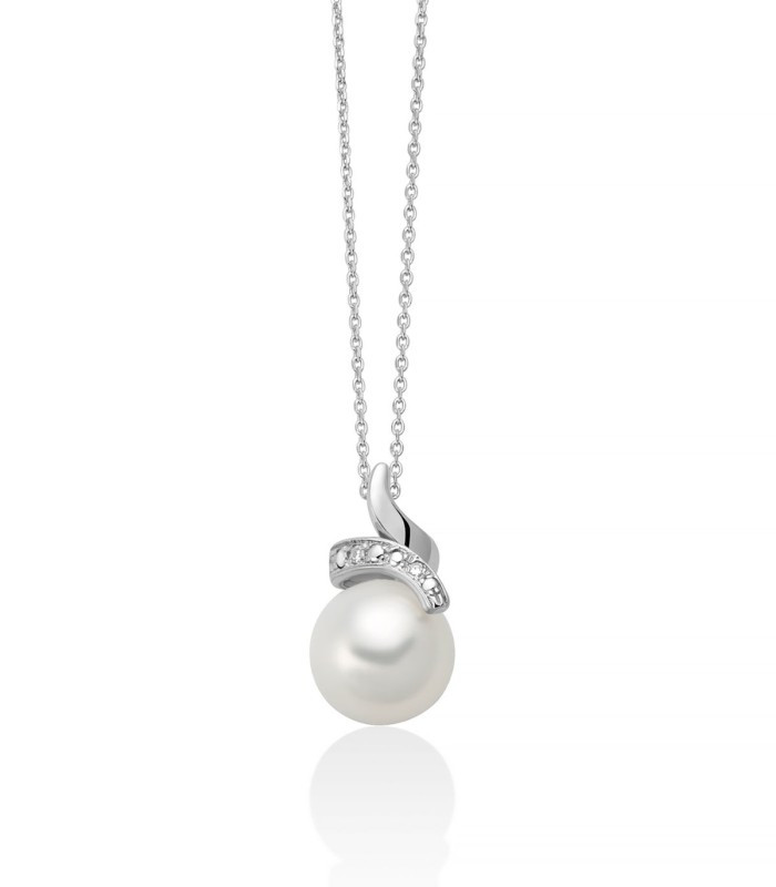 Collana Miluna in Oro Bianco 9Kt con Perla e Diamanti PCL6730X