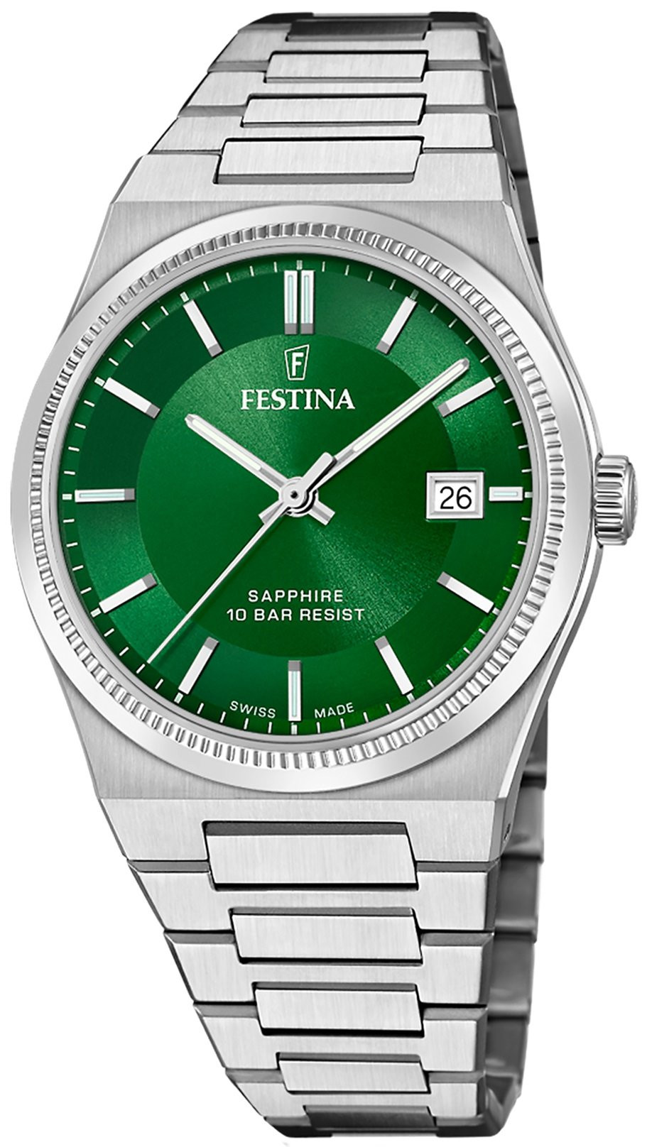 Festina Orologio Swiss Made Verde in Acciaio da Uomo