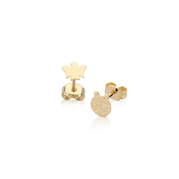 Roberto Giannotti Orecchini Bimba Angelo & Coccinella | Oro Giallo 9kt | Angeli