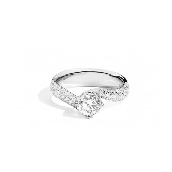 Recarlo Anello Solitario Diamante 1 Ct | Oro Bianco 18 Kt | F SI1