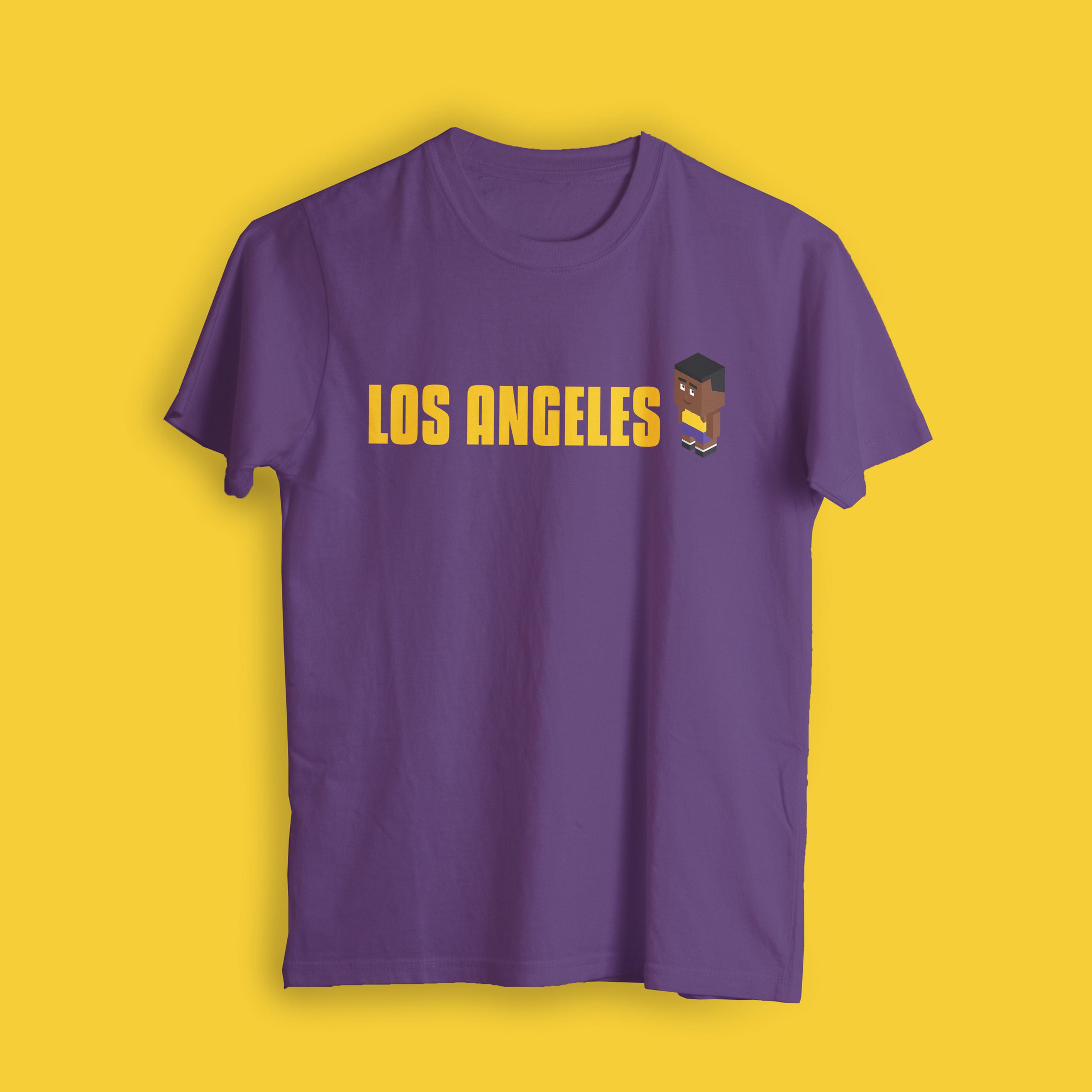 I colori dei Los Angeles Lakers con un cestista in stile minecraft - 5 colori di