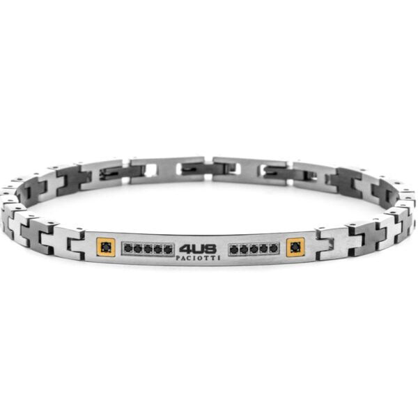 Cesare Paciotti 4Us Bracciale Uomo Bicolore con Zirconi Neri
