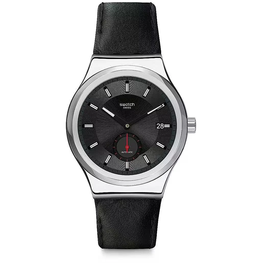 Swatch | Orologio Uomo | Petite Seconde SISTEM51 | Pelle nera | 42 mm