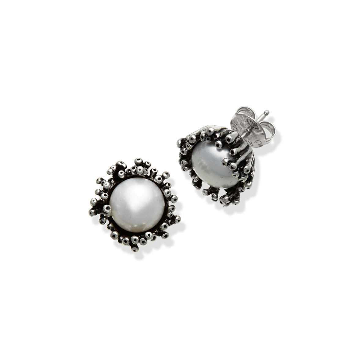 Giovanni Raspini Orecchini Donna Bottone Anemone | Argento 925 | Perla Naturale