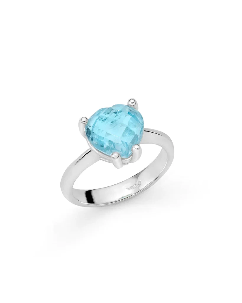 Miluna Anello Donna Cuore Topazio Azzurro | Argento 925‰ | 100% Made in Italy