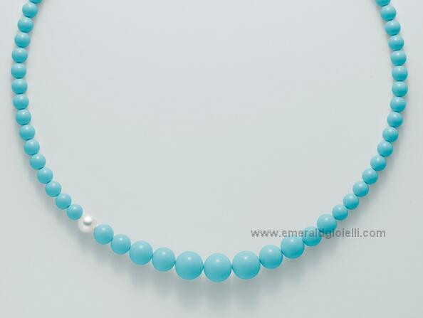Collana Miluna Terra e Mare Turchese con Perla Laterale