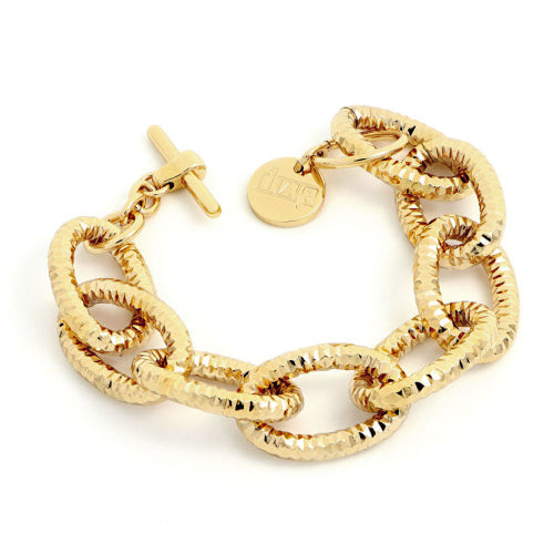 UNOAERRE | Bracciale Donna | Forzatina diamantata | Bronzo | Chiusura T-bar