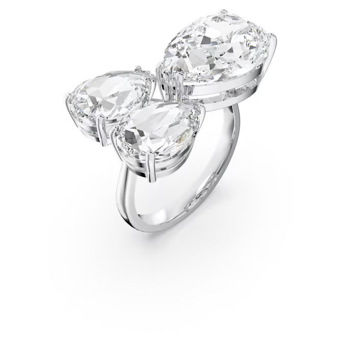 Swarovski Anello Donna Millenia Cocktail 3 Cristalli Pear | Rodio | Engelbert