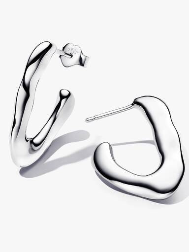 Pandora | Orecchini | Cerchi V aperti sinuosi | Argento 925 | Minimal