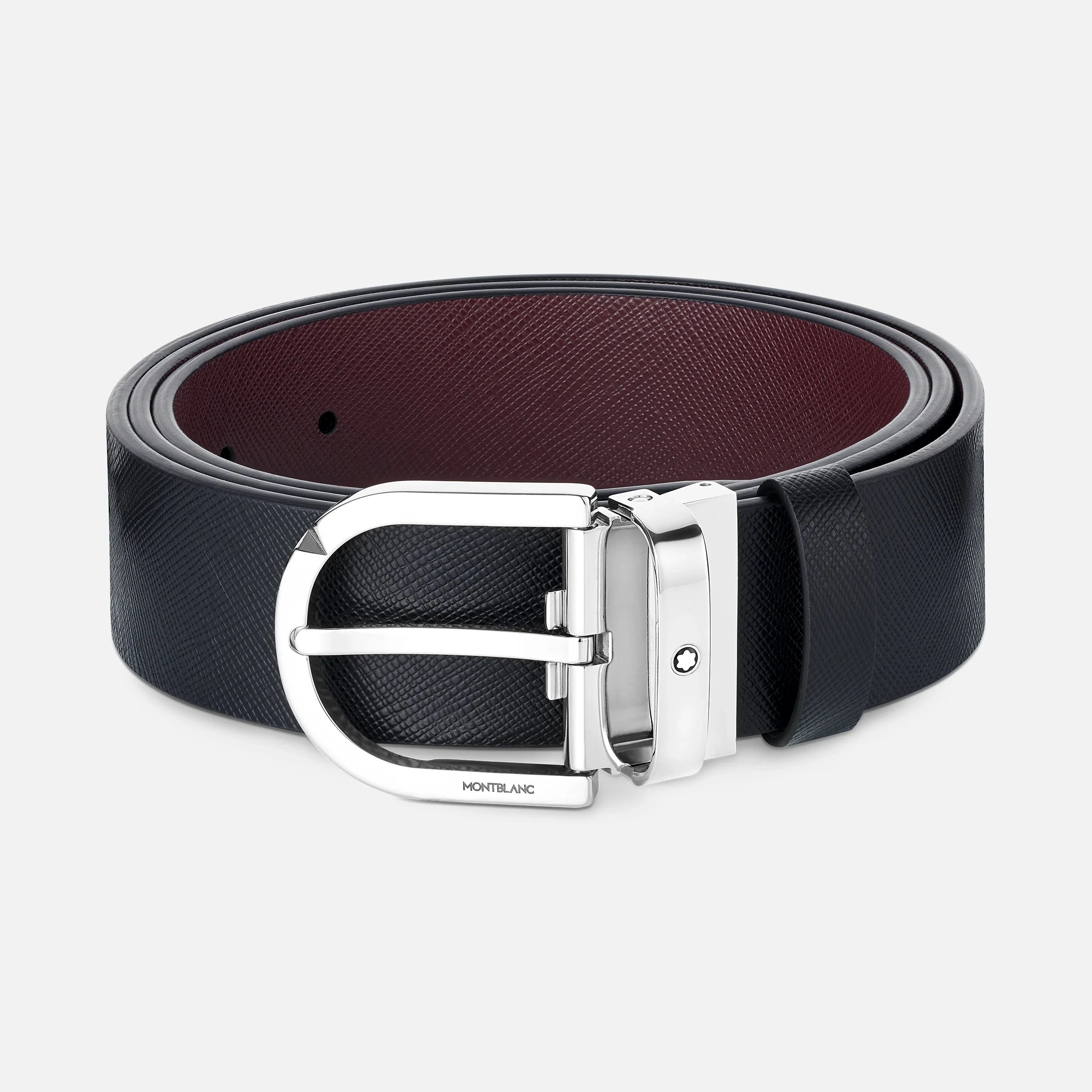 Montblanc | Cintura Uomo | Fibbia Horseshoe Reversibile | Pelle Saffiano | 35 mm