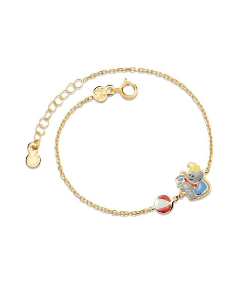 Le Bebé Bracciale Bimbo Dumbo & Palla Smaltati | Oro 9kt | Regolabile