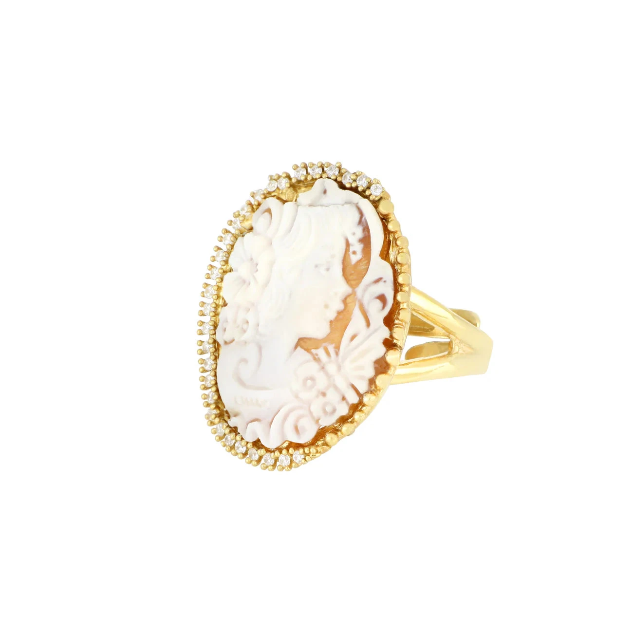 NIVY Anello Helen con Cammeo e Zirconi in Argento 925