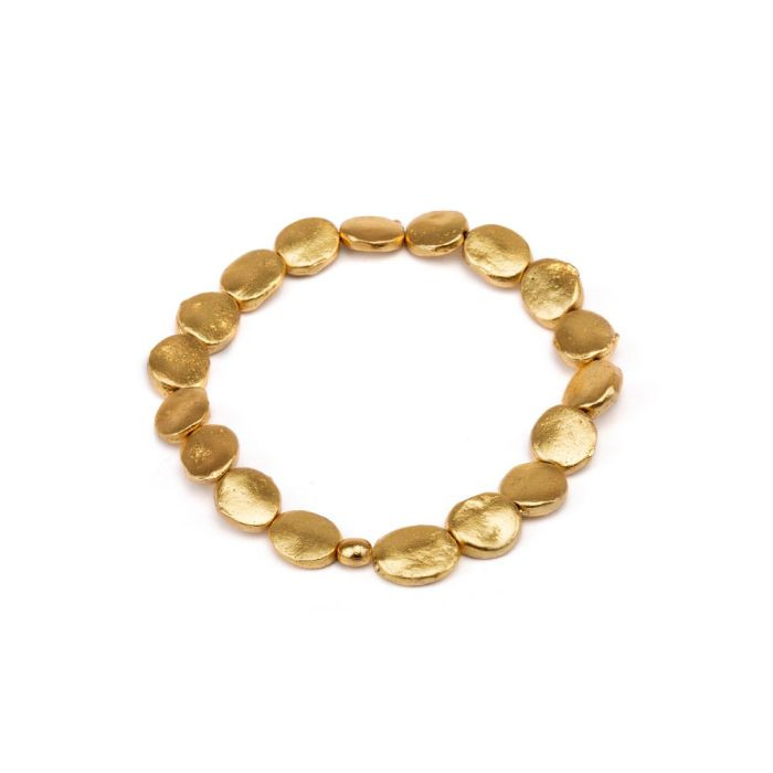 VESTOPAZZO Bracciale Donna Elastico Tondi | Ottone Riciclato | Artigianale