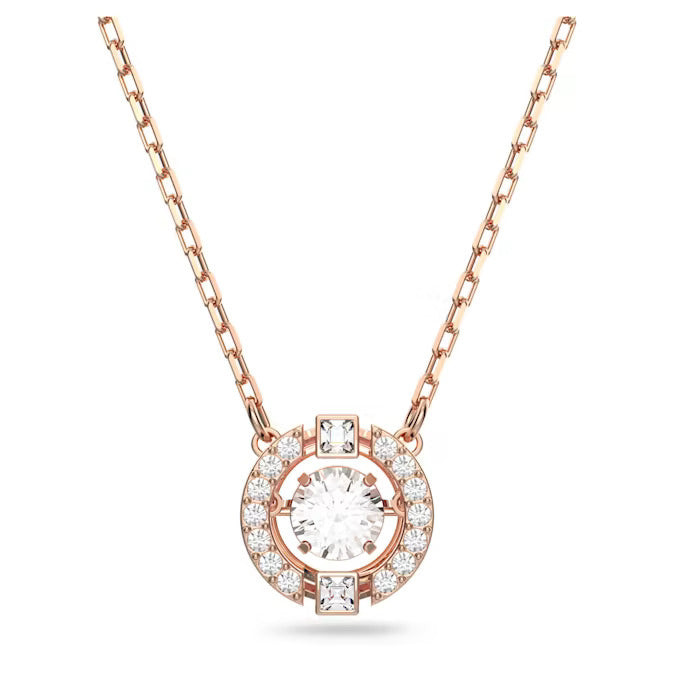 Swarovski Collana Sparkling Dance 3D | Oro Rosa Placcato | Pavé Cristalli