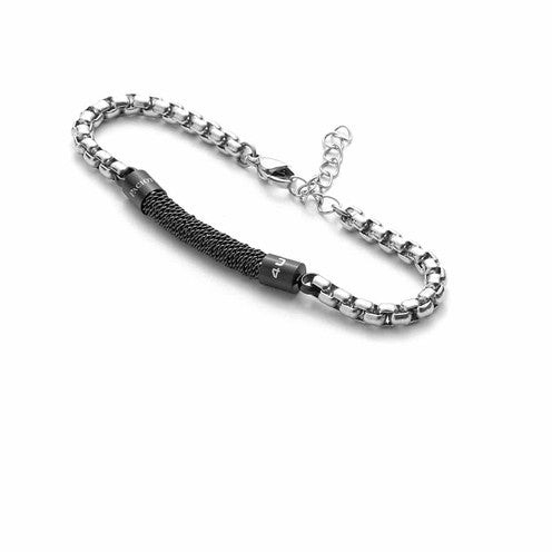 Paciotti | Bracciale Uomo | Dettaglio nero | Acciaio Inox | Maglia quadrata