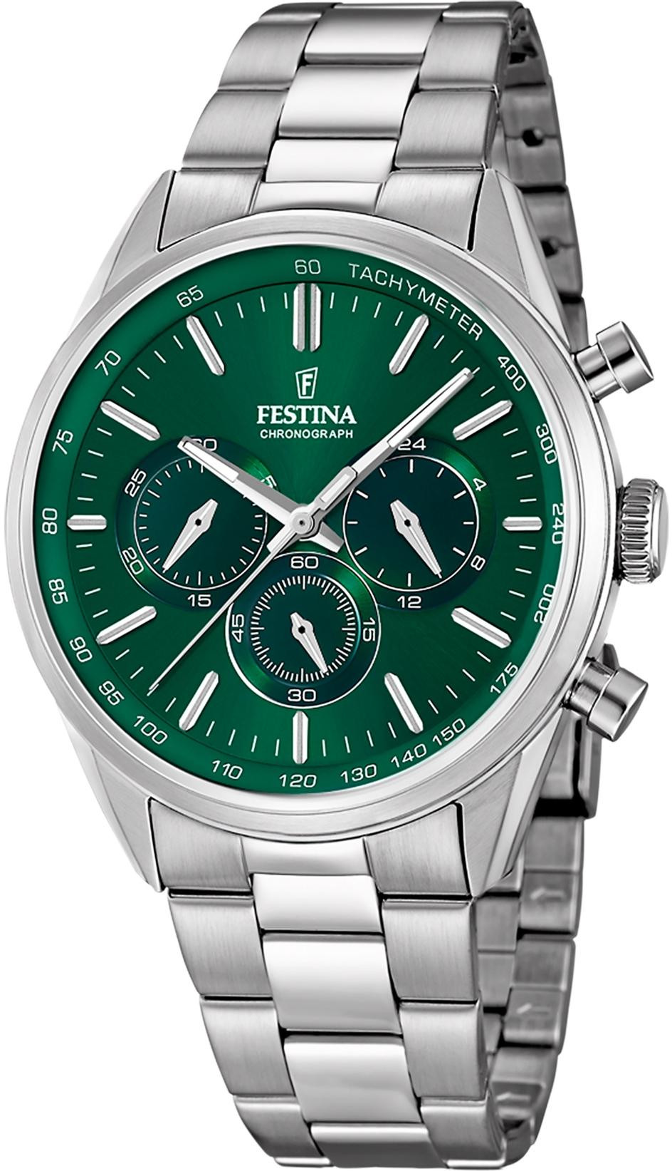 Orologio Festina uomo Chronograph verde in acciaio