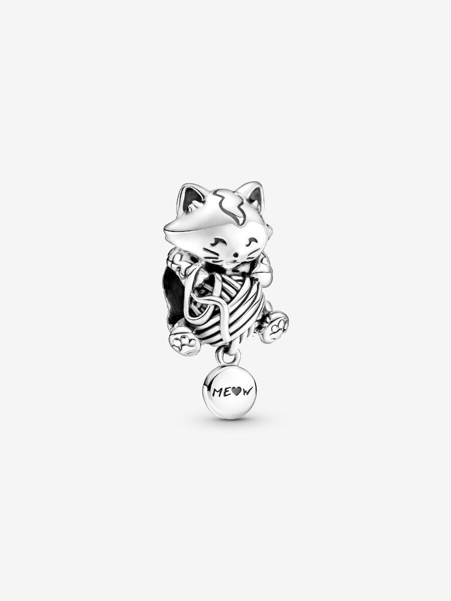 Pandora | Charm | Gattino e Gomitolo | Argento Sterling 925 | Rifinito a mano