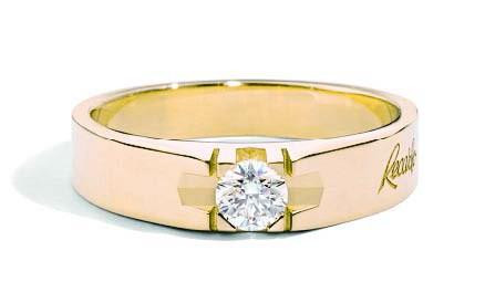 Recarlo Anello Uomo Solitario Diamante 0,10 Ct | Oro Giallo 18K | Colore G VS1