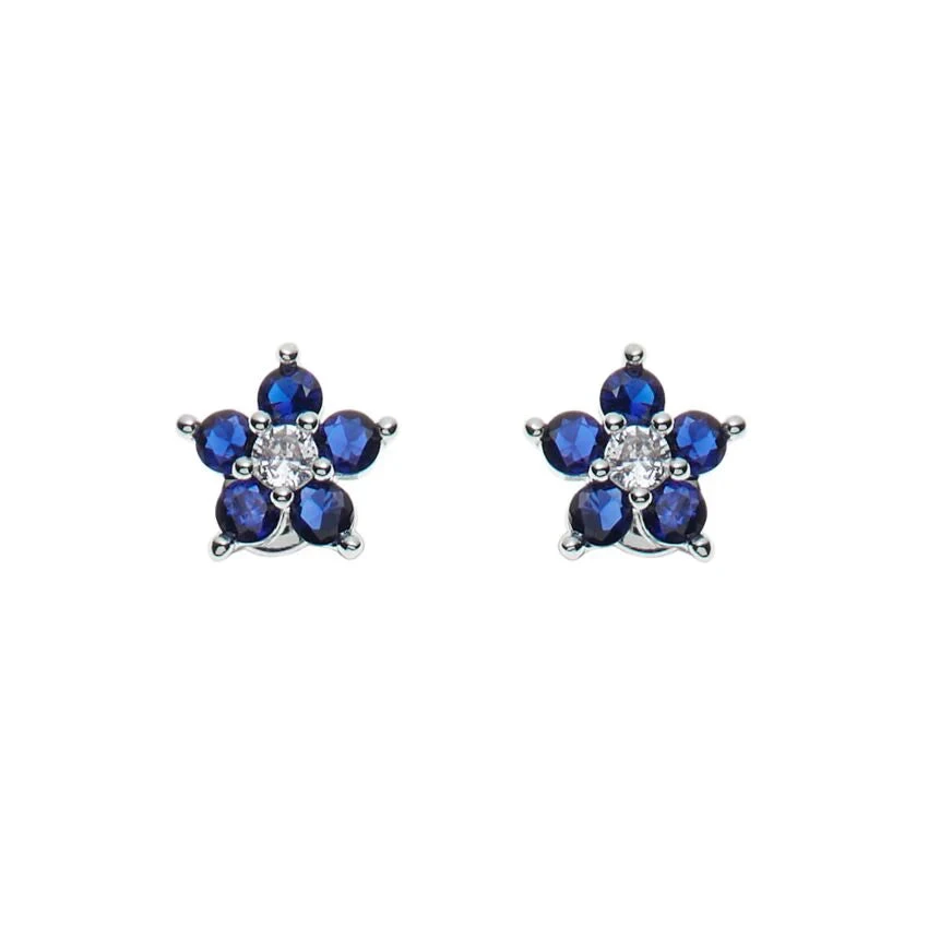 Ottaviani Orecchini Donna Fiori Blu | Bronzo Argentato | Zirconi