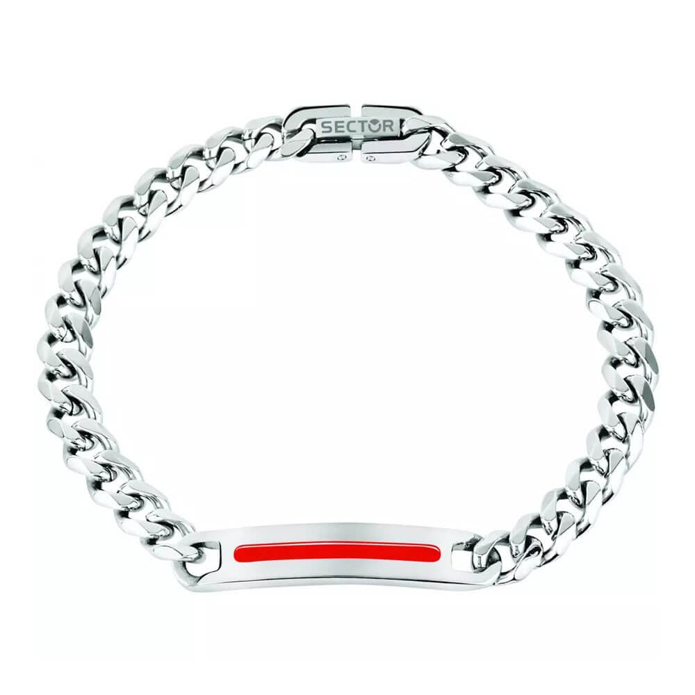 Sector | Bracciale Uomo | Targa Smaltata Rossa | Acciaio | Look Sportivo