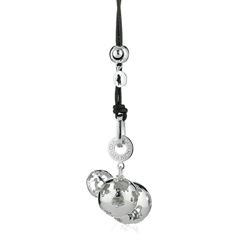Roberto Giannotti Collana Chiama Angeli 3 Sfere | Argento 925 | Corda Nera