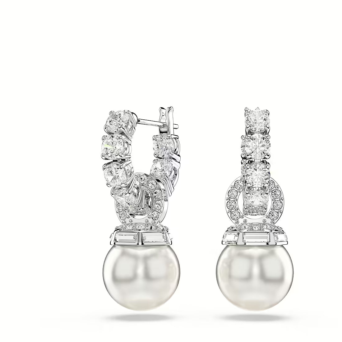Orecchini Swarovski Matrix con cerchi Tennis e grandi perle di cristallo pendenti
