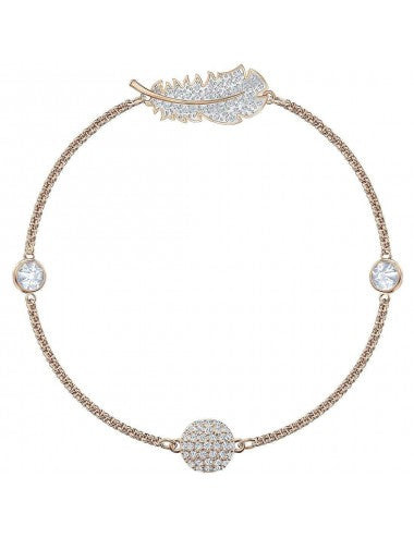 Swarovski Bracciale Piuma Cristallo Swarovski | Oro Rosa Placcato | 18 cm