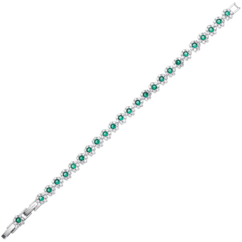 Ottaviani Bracciale Donna Tennis Zirconi Bianchi&Verdi|Bronzo Argentato|19,3 cm